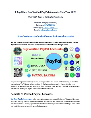 4 Top Sites  Buy Verified PayPal Accounts This Year 2025
