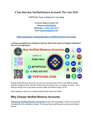 4 Top Sites Buy Verified Binance Accounts This Year 2025