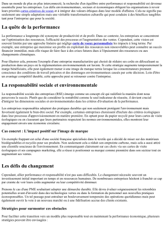 Allier performance et responsabilité dans le milieu professionnel.
