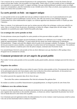 Rendre accessible cette forme d’art au grand public!