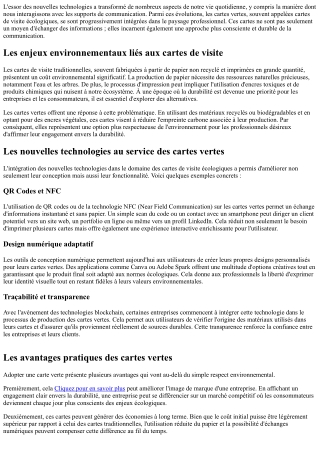 Expériences utilisateur avec les nouvelles technologies sur les cartes vertes.