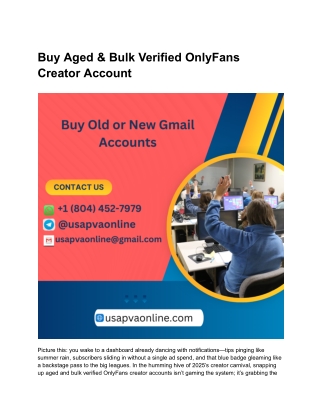 Buy Aged & Bulk Verified OnlyFans Creator Account