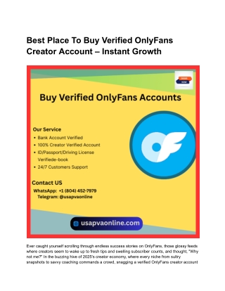 Best Place To Buy Verified OnlyFans Creator Account – Instant Growth