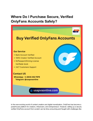 Where Do I Purchase Secure, Verified OnlyFans Accounts Safely