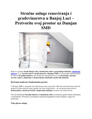 Stručne usluge renoviranja i građevinarstva u Banjoj Luci