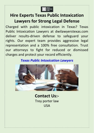 Hire Experts Texas Public Intoxication Lawyers for Strong Legal Defense