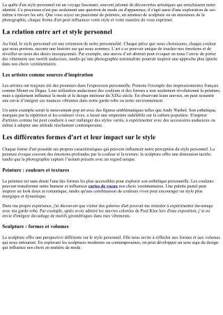 Réinventer son style personnel au fil des découvertes artistiques!