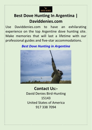 Best Dove Hunting In Argentina Daviddenies.com