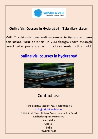 Online Vlsi Courses In Hyderabad Takshila-vlsi.com