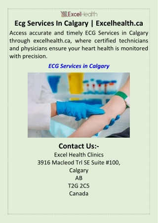 Ecg Services In Calgary  Excelhealth.ca