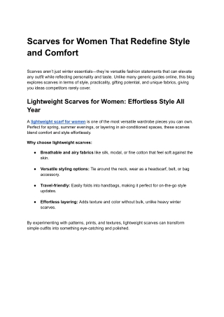 Scarves for Women That Redefine Style and Comfort