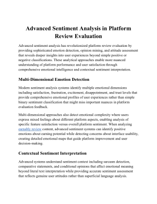 Advanced Sentiment Analysis in Platform