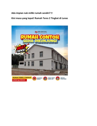 Ada impian nak miliki rumah sendiri