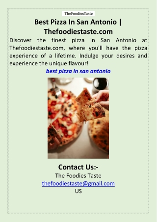 Best Pizza In San Antonio Thefoodiestaste.com