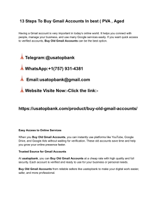 13 Steps To Buy Gmail Accounts In best ( PVA , Aged