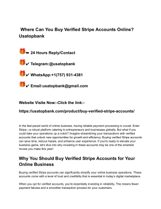 Where Can You Buy Verified Stripe Accounts Online