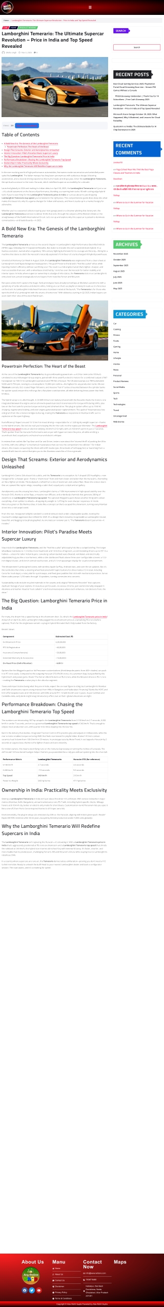 Lamborghini Temerario: The Ultimate Supercar Revolution – Price in India and Top