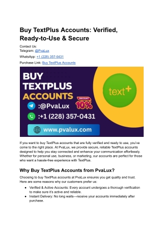 Buy TextPlus Accounts_ Verified, Ready-to-Use & Secure