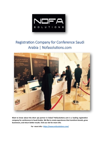 Registration Company for Conference Saudi Arabia | Nofasolutions.com