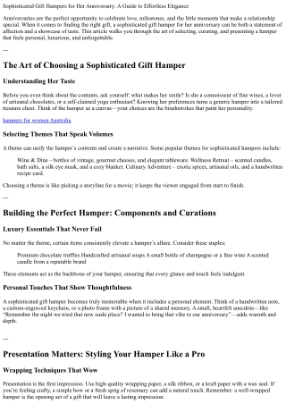 Sophisticated Gift Hampers for Her Anniversary: A Guide to Effortless Elegance