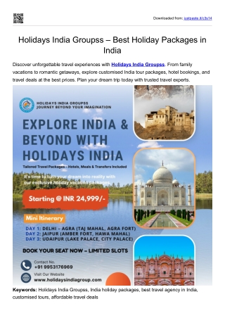 HOLIDAYS INDIA GROUPSS