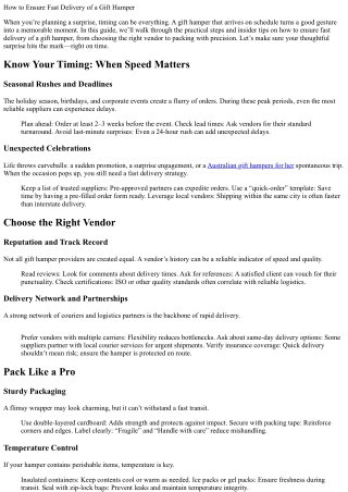 How to Ensure Fast Delivery of a Gift Hamper