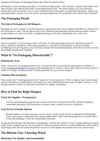 Australian Gift Hamper No Packaging Material Info: What You Need to Know