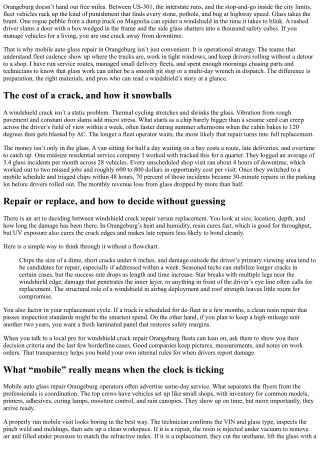 Mobile Auto Glass Repair Orangeburg: Keeping Your Fleet on the Road