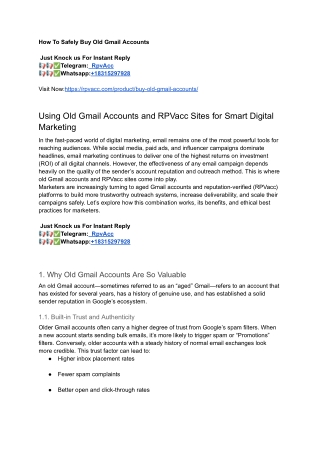 Why You Should Buy Old Gmail Accounts for Your Business Success