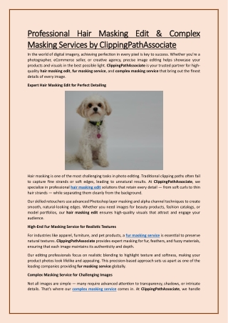 Professional Hair Masking Edit & Complex Masking Services by ClippingPathAssocia