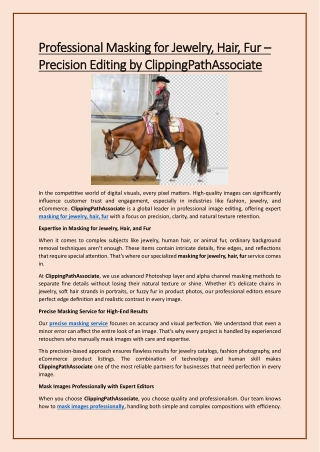 Professional Masking for Jewelry, Hair, Fur – Precision Editing by ClippingPathAssociate