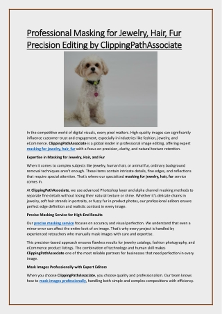 Professional Masking for Jewelry, Hair, Fur   Precision Editing by ClippingPathAssociate