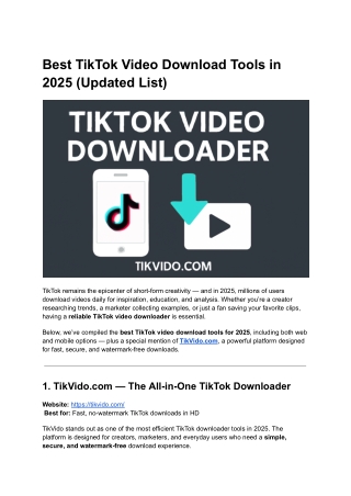 Best TikTok Video Download Tools