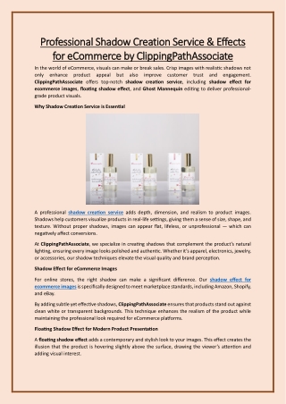 Professional Shadow Creation Service & Effects for eCommerce by ClippingPathAssociate