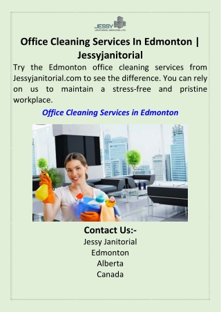 Office Cleaning Services In Edmonton Jessyjanitorial