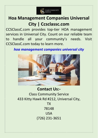 Hoa Management Companies Universal City  Ccsclassc.com