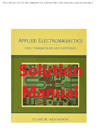Solution Manual for Applied Electromagnetics by Stuart Wentworth
