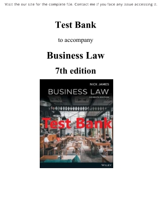 Test Bank for Business Law 7th Edition by Nickolas James