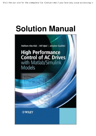 Solution Manual for High Performance Control of AC Drives with Matlab/Simulink