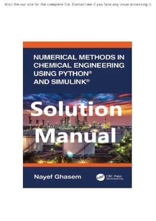 Solution Manual for Numerical Methods in Chemical Engineering Nayef Ghasem