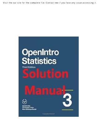 Solution Manual for OpenIntro Statistics 3rd Edition by Diez and Barr