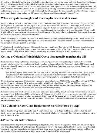 Columbia Windshield Replacement: Step-by-Step Process