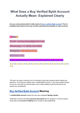 7 Best 5 Site To Buy Verified Bybit Accounts (Aged orPVA )