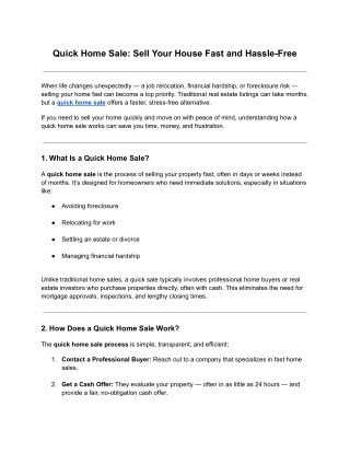 Quick Home Sale_ Sell Your House Fast and Hassle-Free