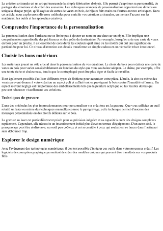 Techniques avancées pour personnaliser vos créations artisanales.