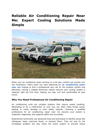 Reliable Air Conditioning Repair Near Me_ Expert Cooling Solutions Made Simple