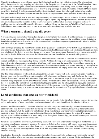 Columbia Windshield Quote: Comparing Warranty Options