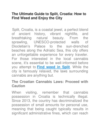 The Ultimate Guide to Split, Croatia How to Find Weed and Enjoy the City