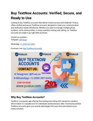 Buy TextNow Accounts_ Verified, Secure, and Ready to Use