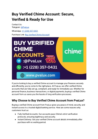 Buy Verified Chime Account_ Secure, Verified & Ready for Use